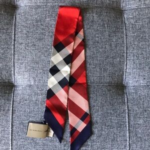 Burberry Signature Italian Silk Skinny Scarf, NEW